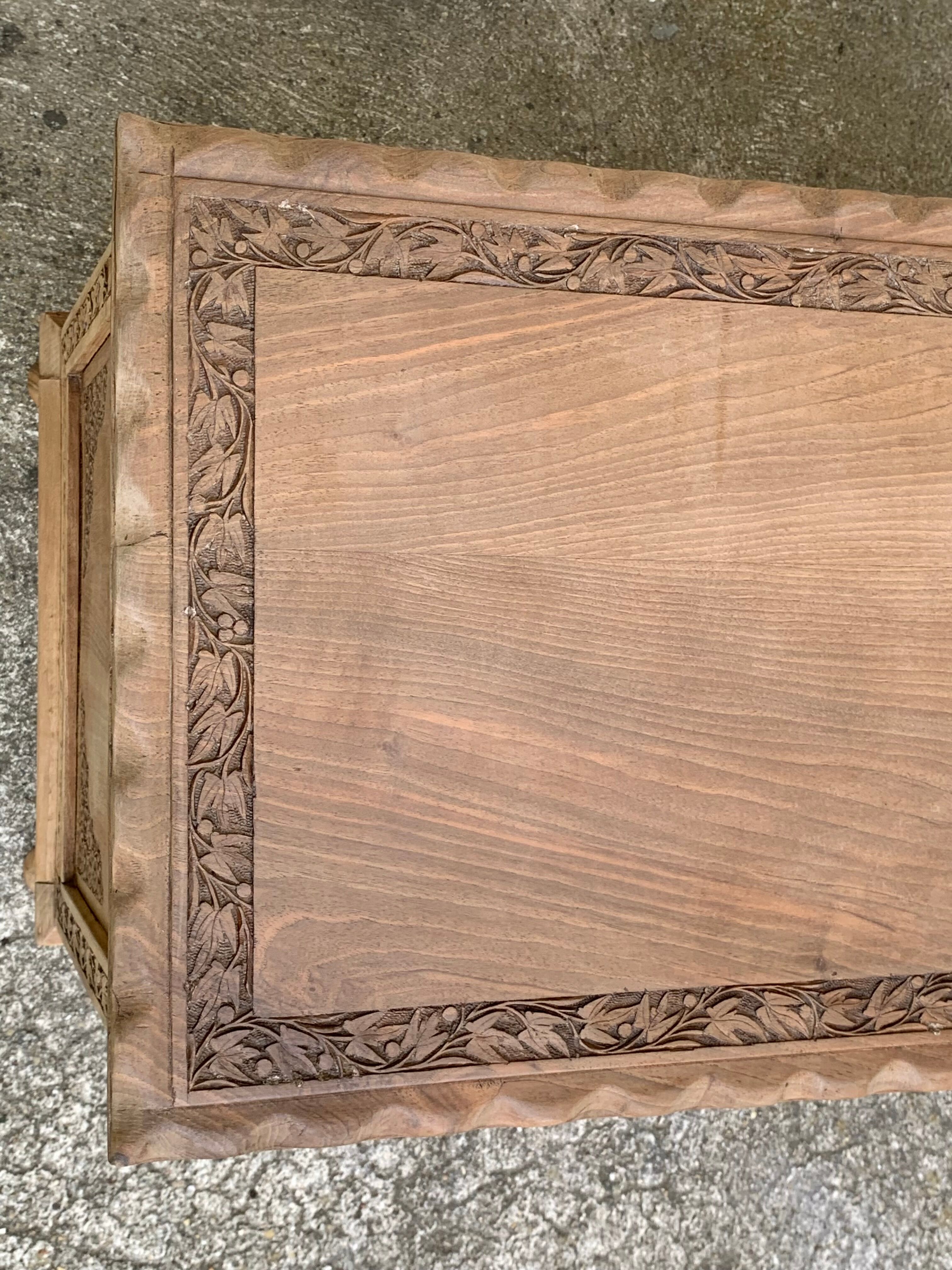 Carved solid Padouk chest of drawers 1950