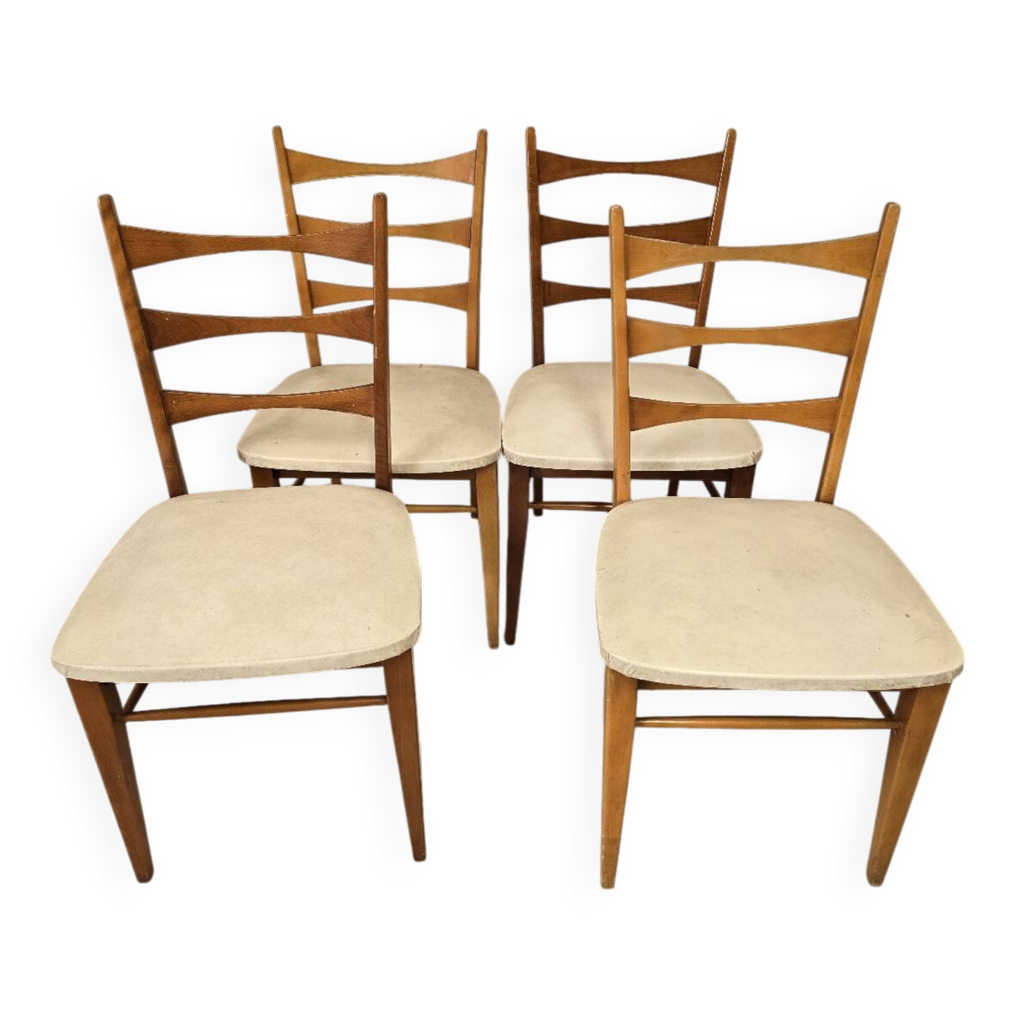 4 beech chairs, 1960s