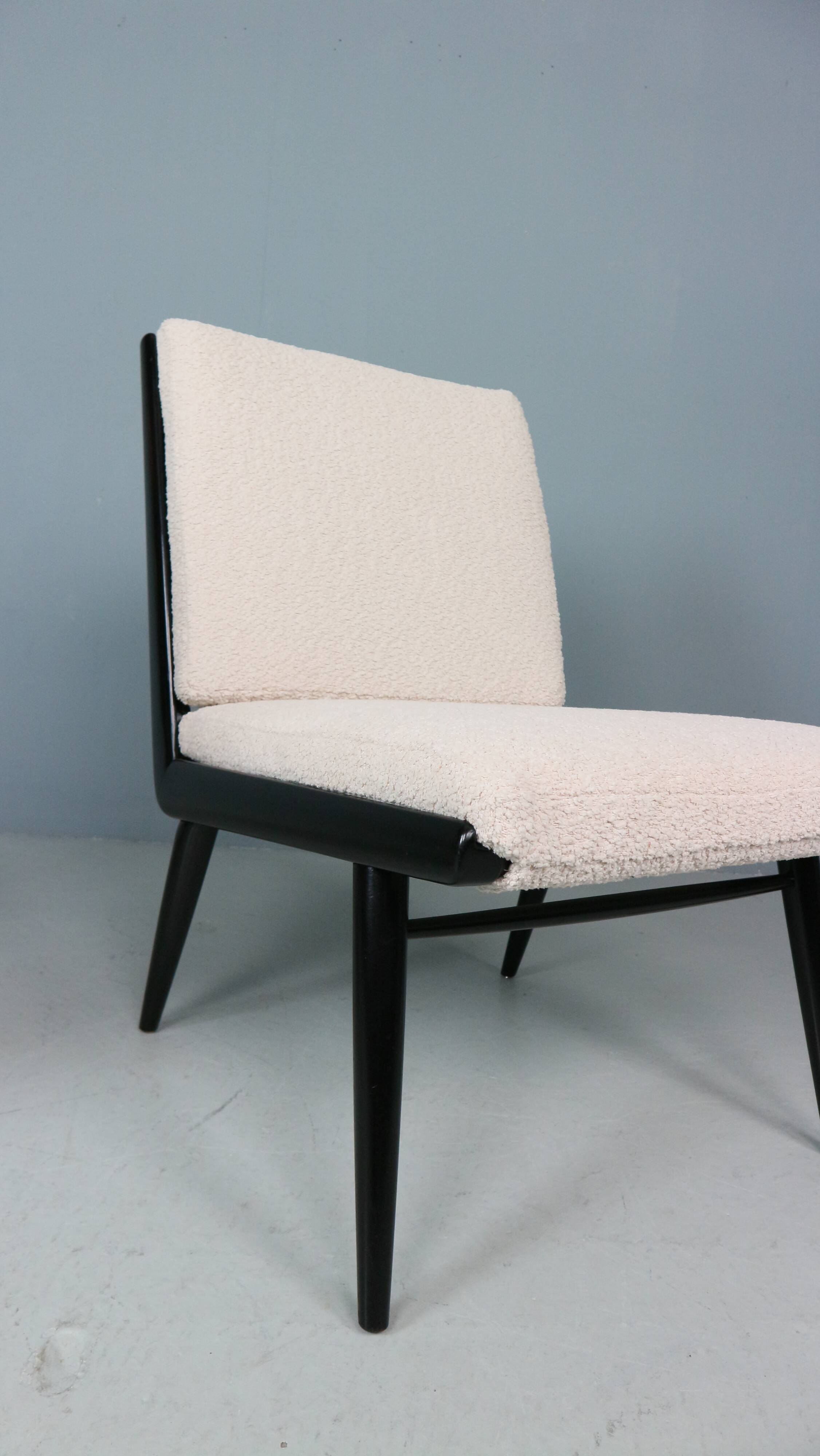 2x 'boomerang' h. mitzlaff, e. schmidt for soloform, bouclé lounge chairs, 1953