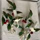 Pair of cherry metal wall lights, white and green, vintage 1970s.
