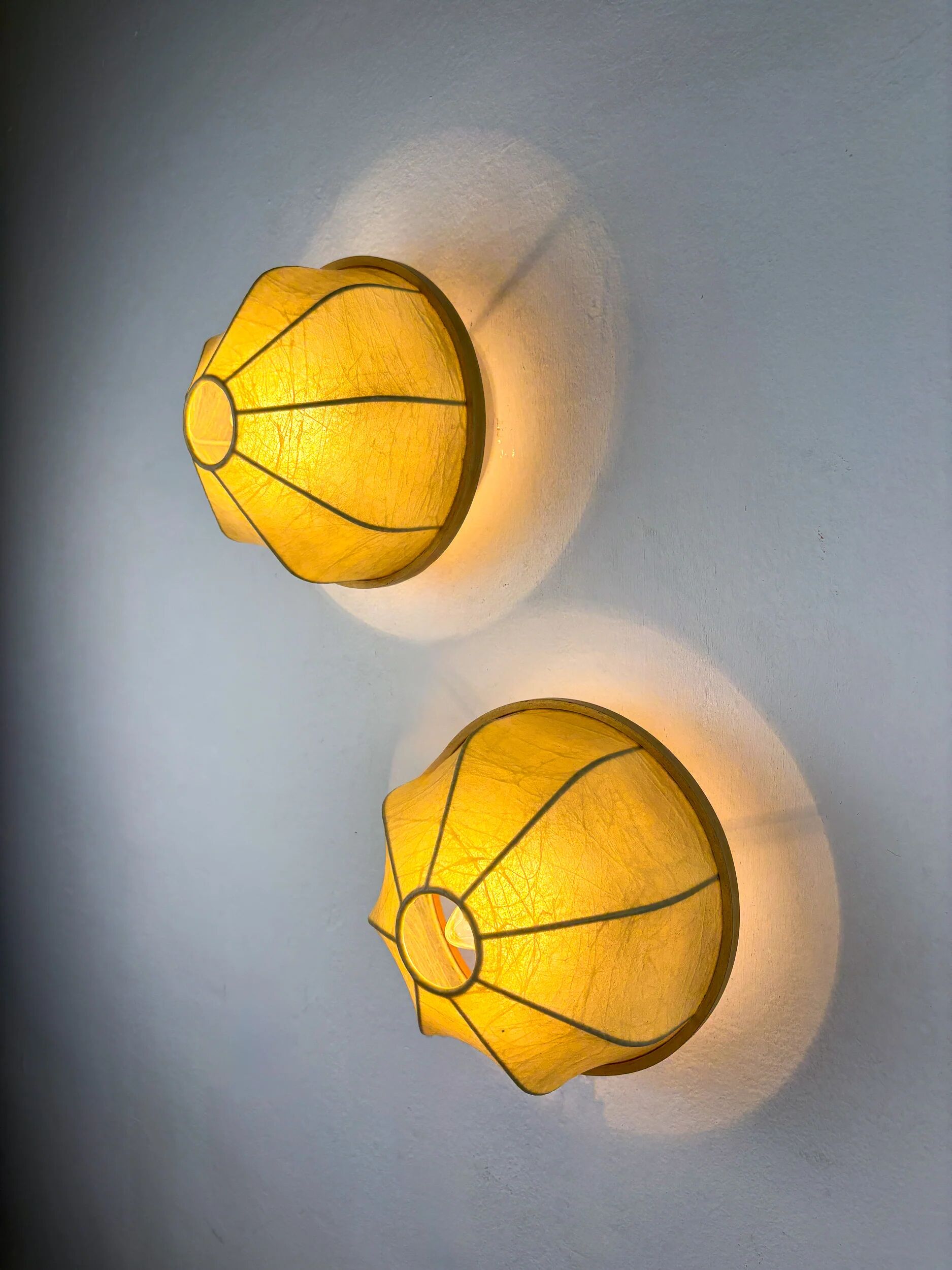 Pair of Italian "Cocoon" wall lights, 1970s