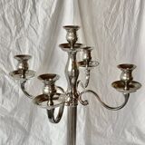 Antique large five-armed chrome-plated steel candlestick - 76cm