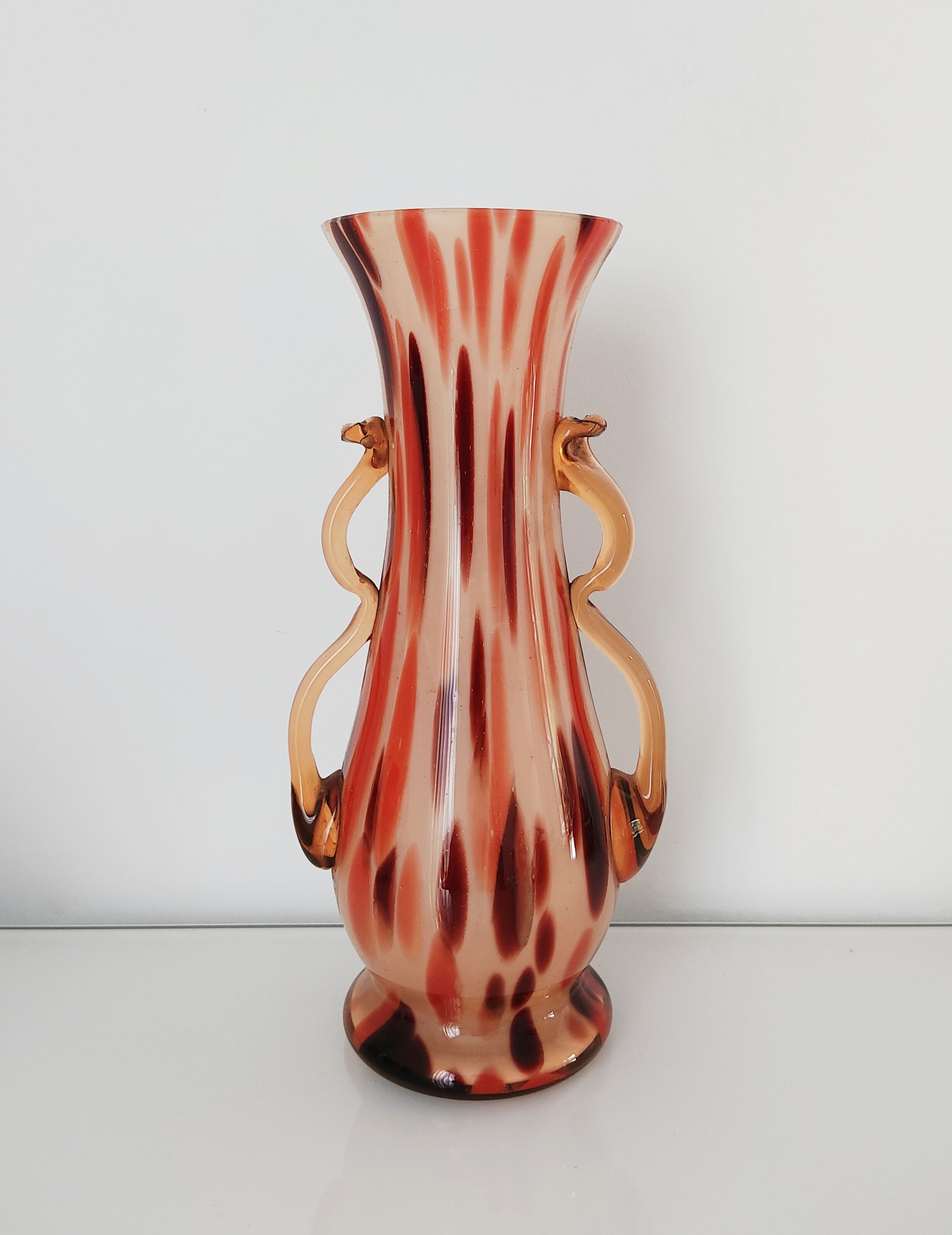 Vase verre tacheté verrerie de Scailmont début 20e