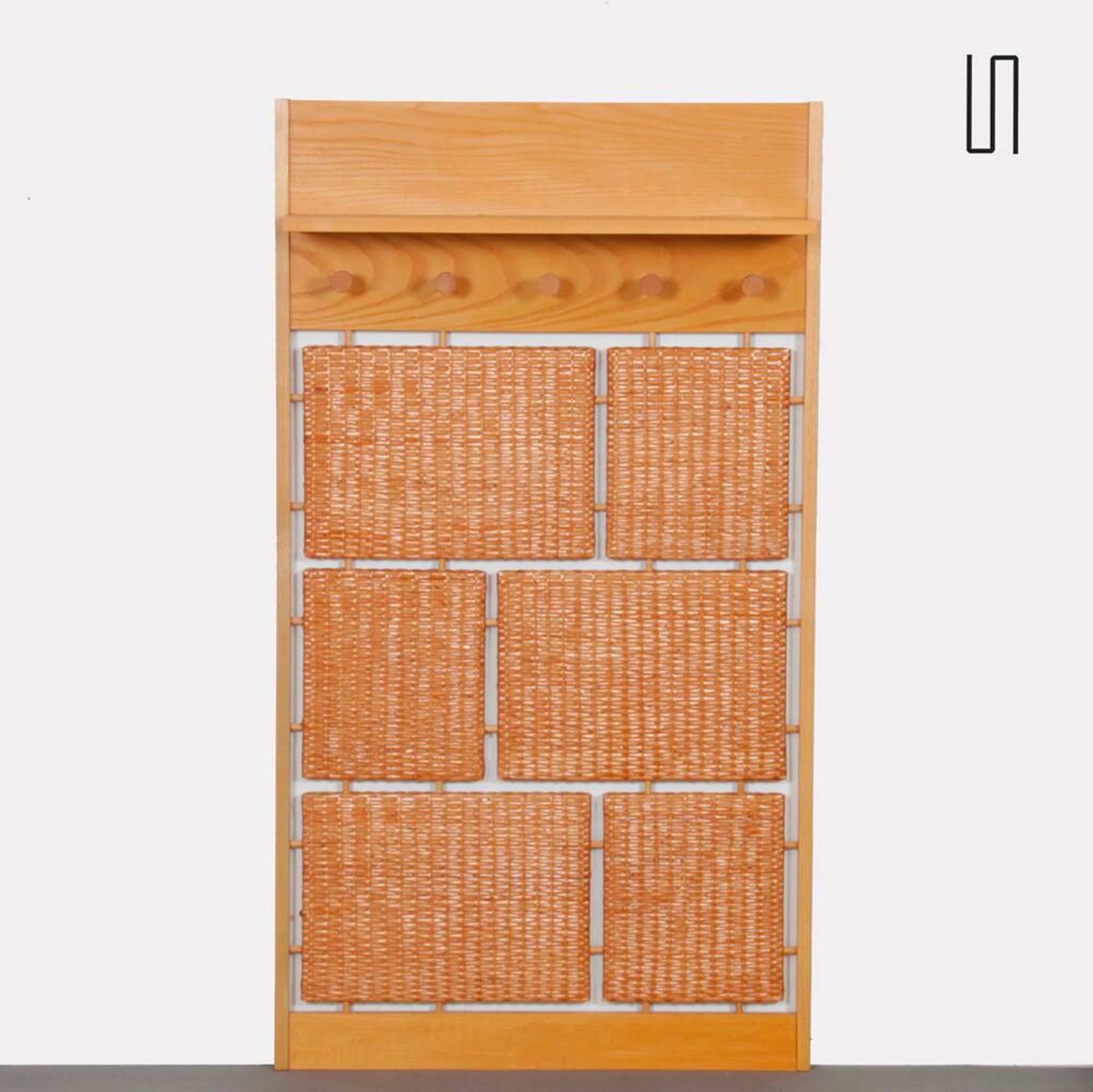 Rattan coat rack produced by Uluv in the 1960s
