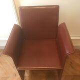 Fauteuil design cuir vintage 1980