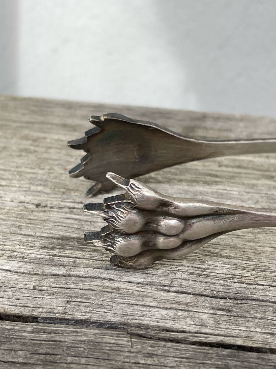 Silver-plated metal sugar tongs
