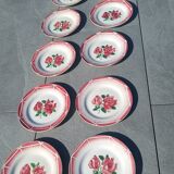 flat plates Digoin Sarreguemines Cibon – red roses decoration – vai