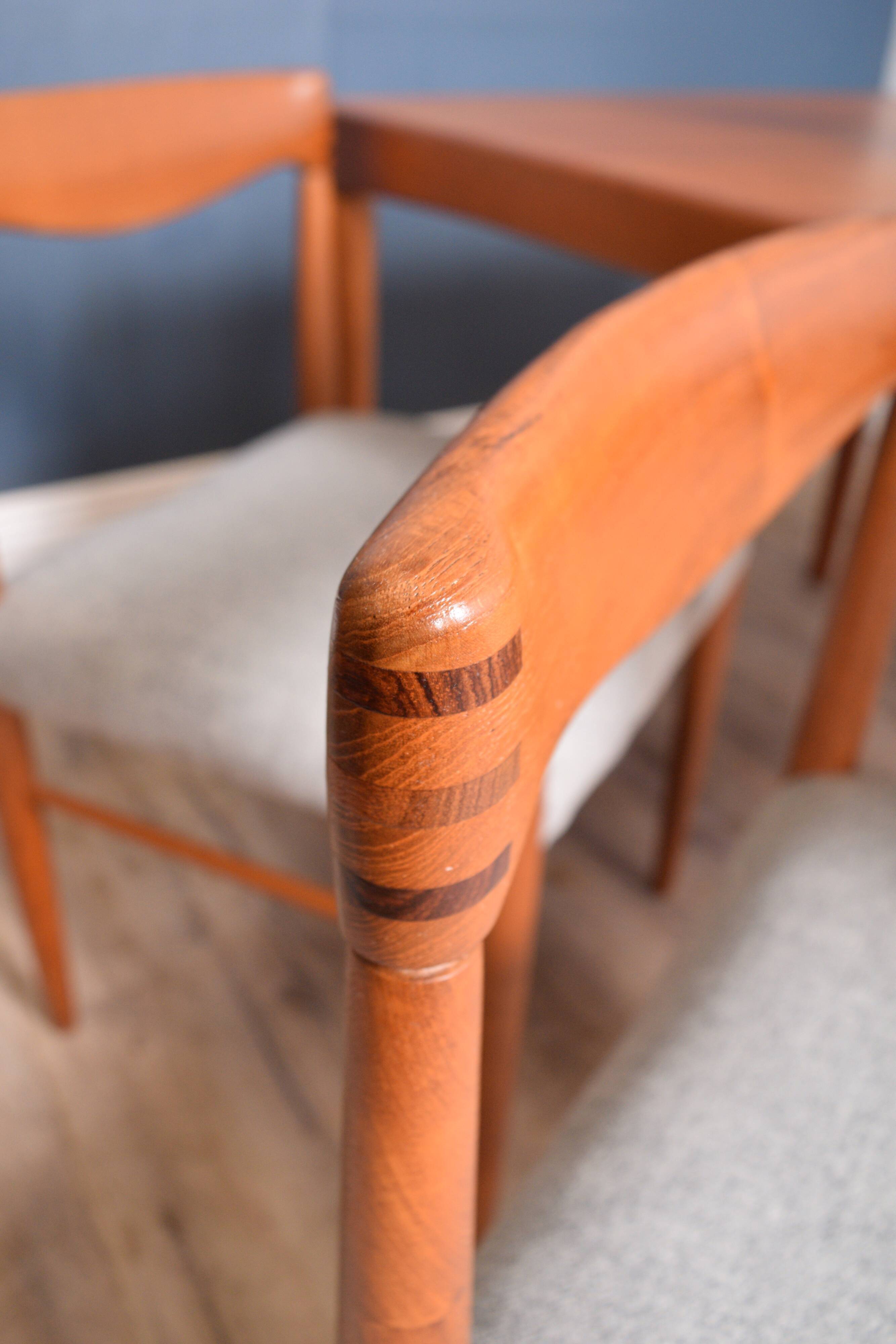 Restored teak 1960s table & four chairs by H.W. Klein and Bramin