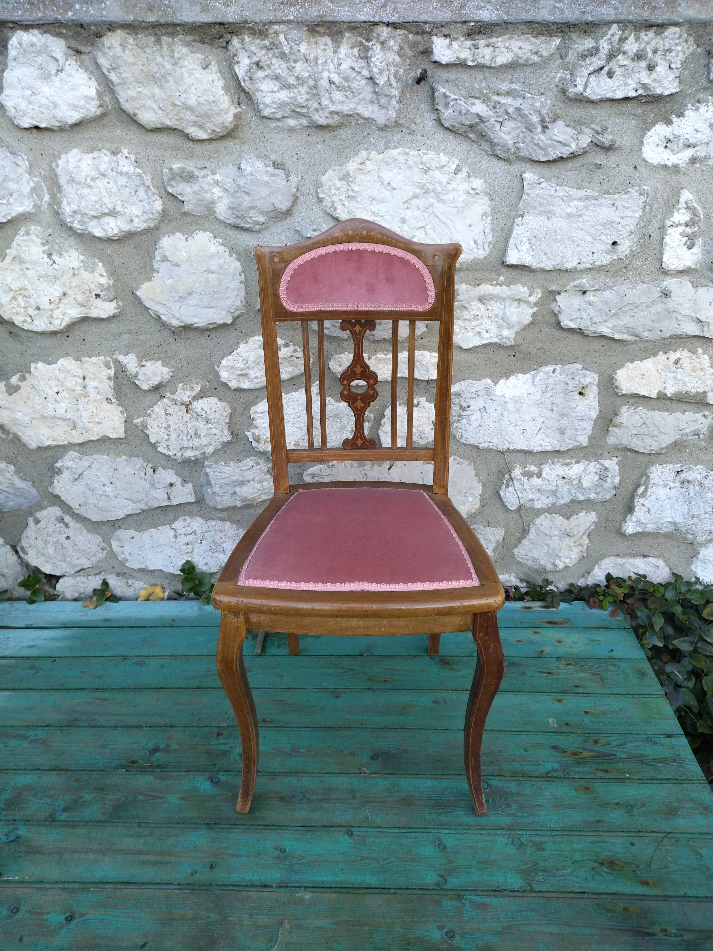 Art-nouveau marquetry chair 1900