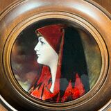 Enameled plaque signed dermeliac 20th century