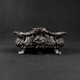 Antique black cast iron planter from the late 19th century Rocaille style