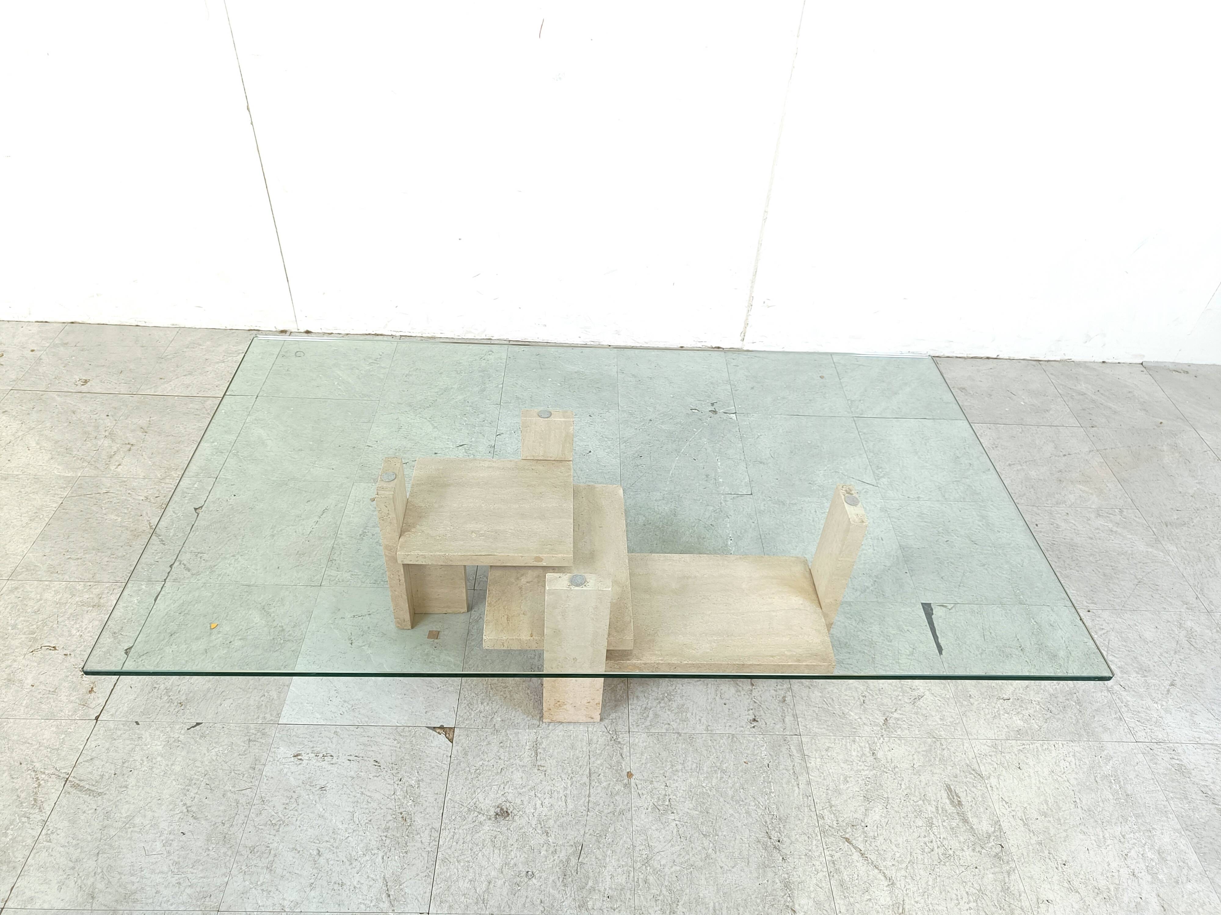 Vintage travertine coffee table, 1970s