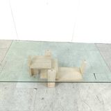 Table basse vintage en travertin, 1970