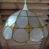 Suspension lampshade Luminaire Mother-of-pearl Damier gilded brass old Dp 0322122