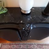 Buffet art deco noir acier dessus marbre ou commode 2 portes