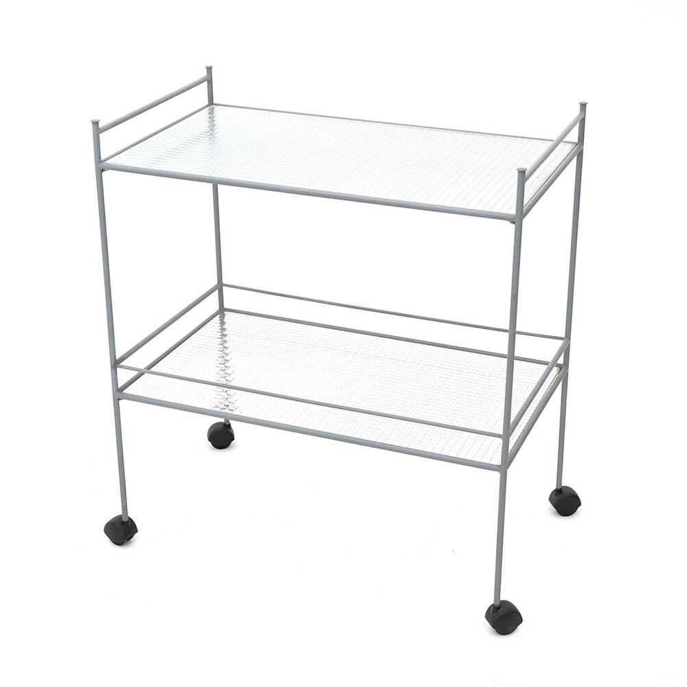 1980s metal and glass serving trolley