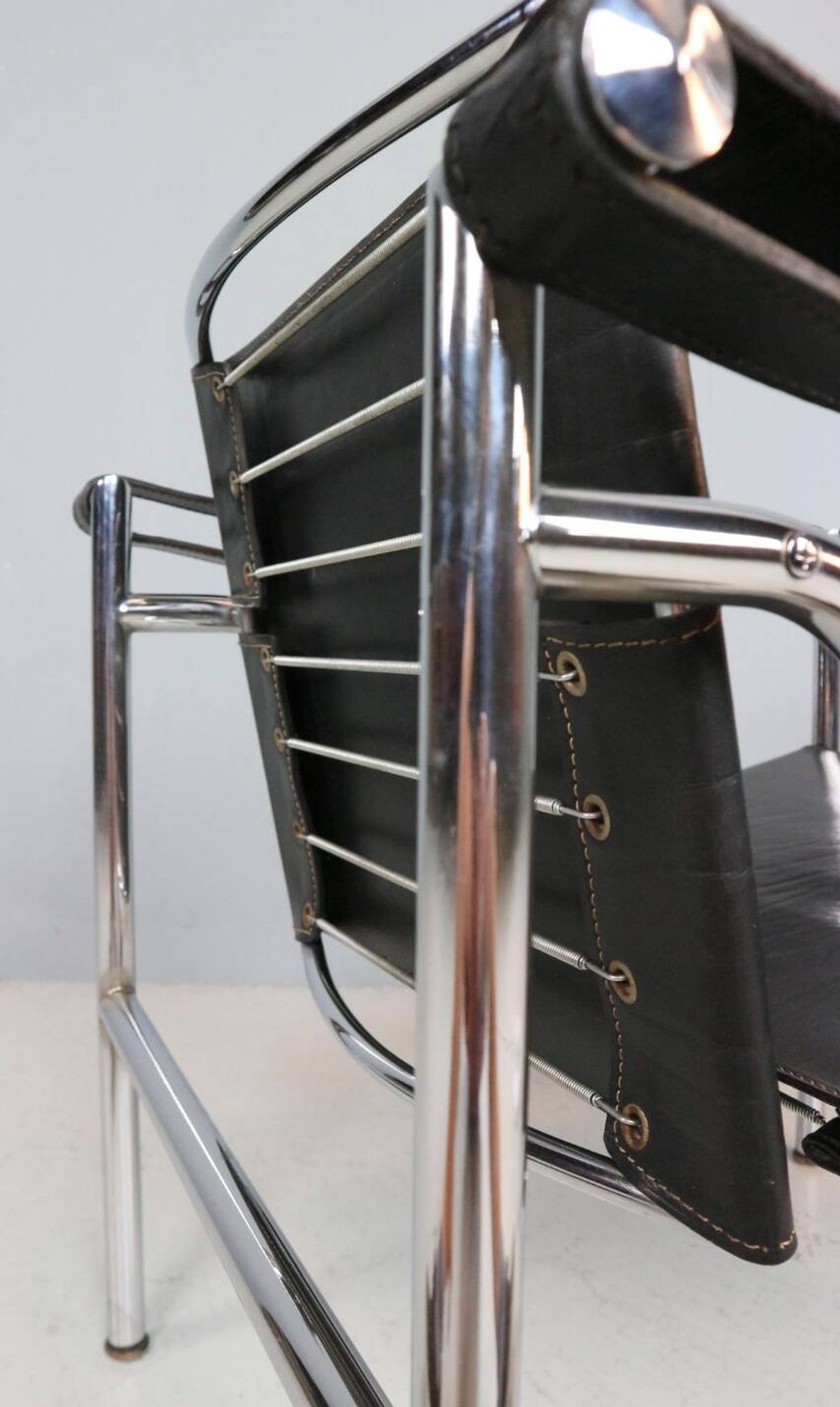 Le Corbusier Vintage Black Leather Armchair Model- LC1 for Cassina, 1970s