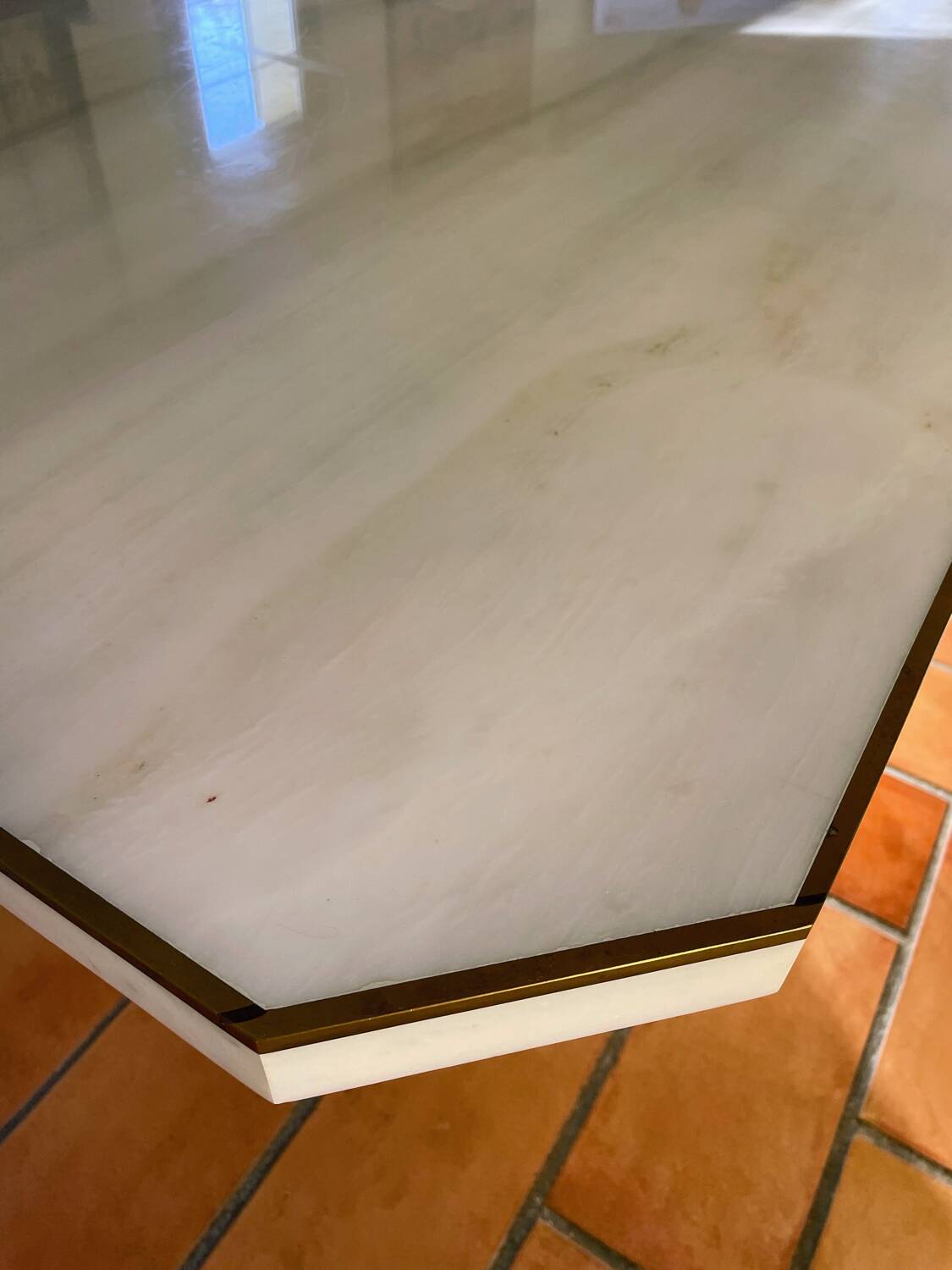 White Carrara marble table, 1970s