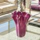Vase en verre Murano Fazzoletto magenta-rose Michielotto des années 1970.
