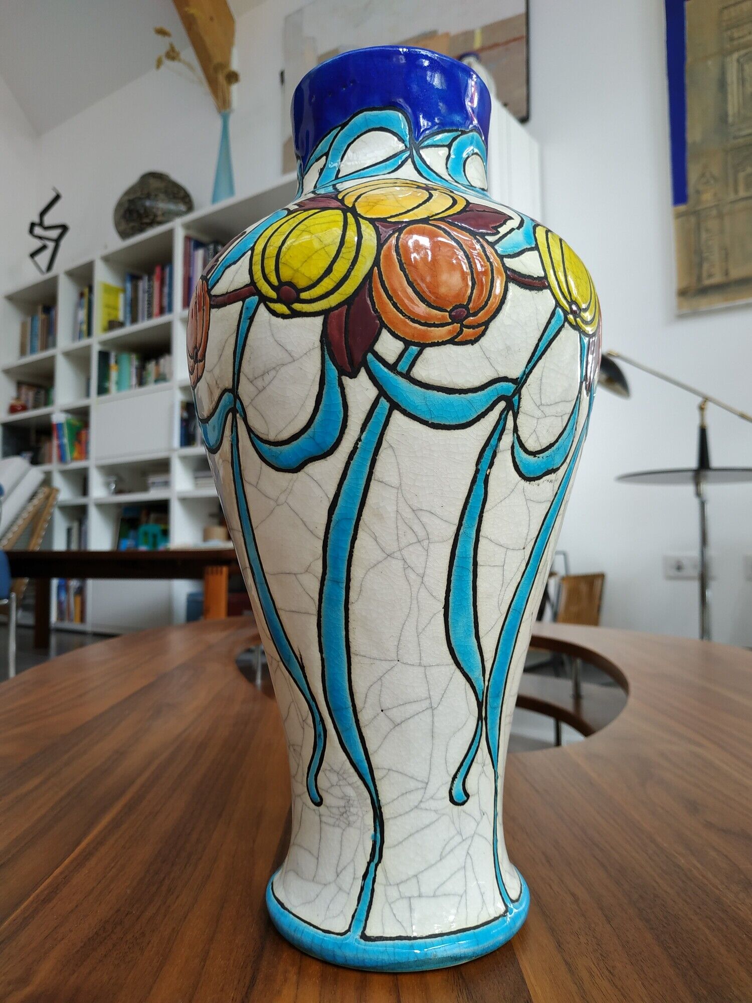 Boch la Louvière art deco lamp in cracked faint lamp