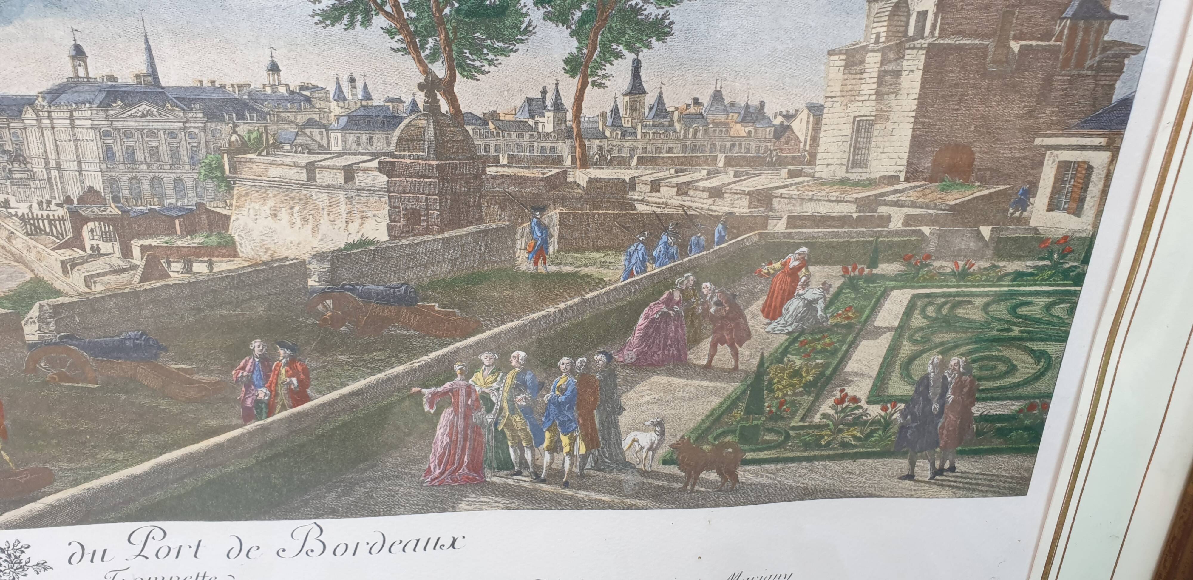 Framed engraving port of Bordeaux