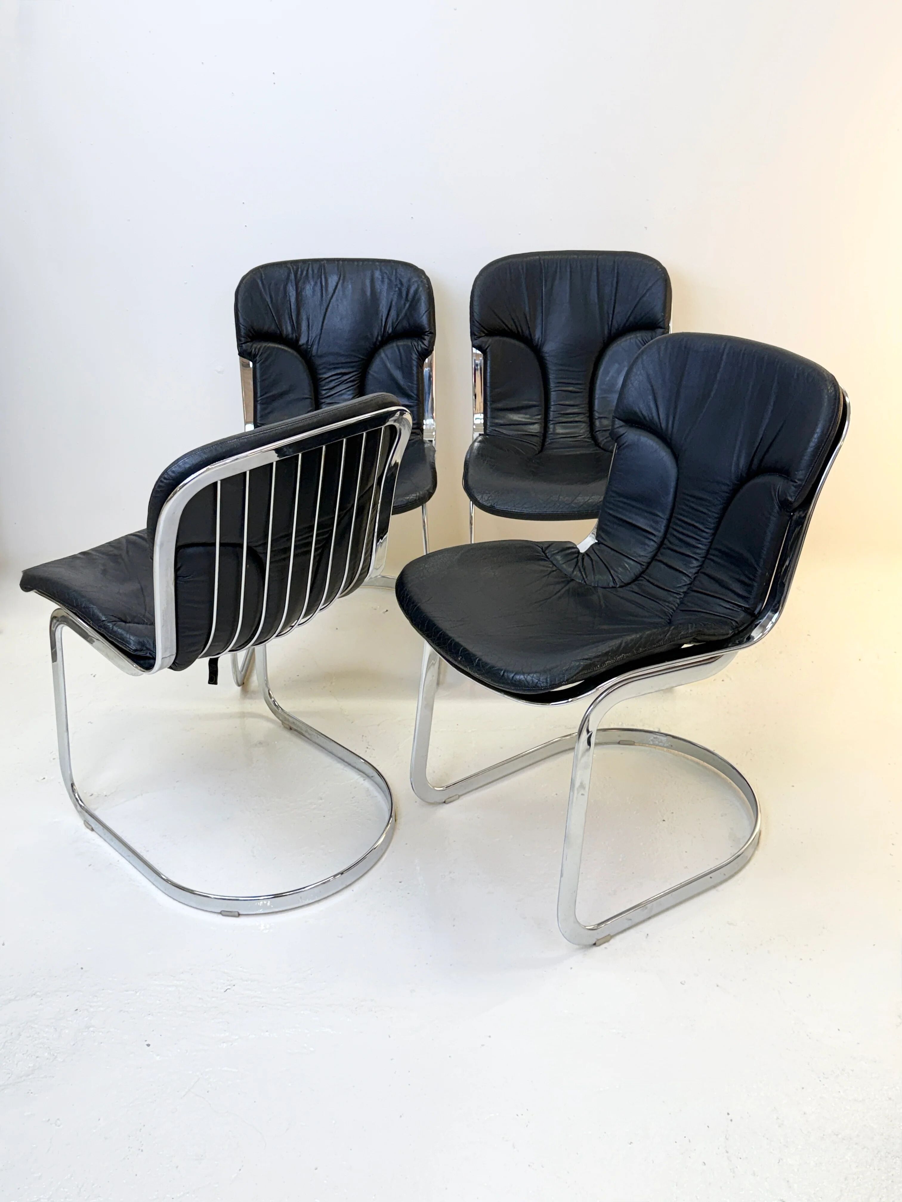 Set of 4 chairs by Willy Rizzo, 1970s