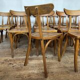 Series of 24 chairs bistrot wood curved 1960