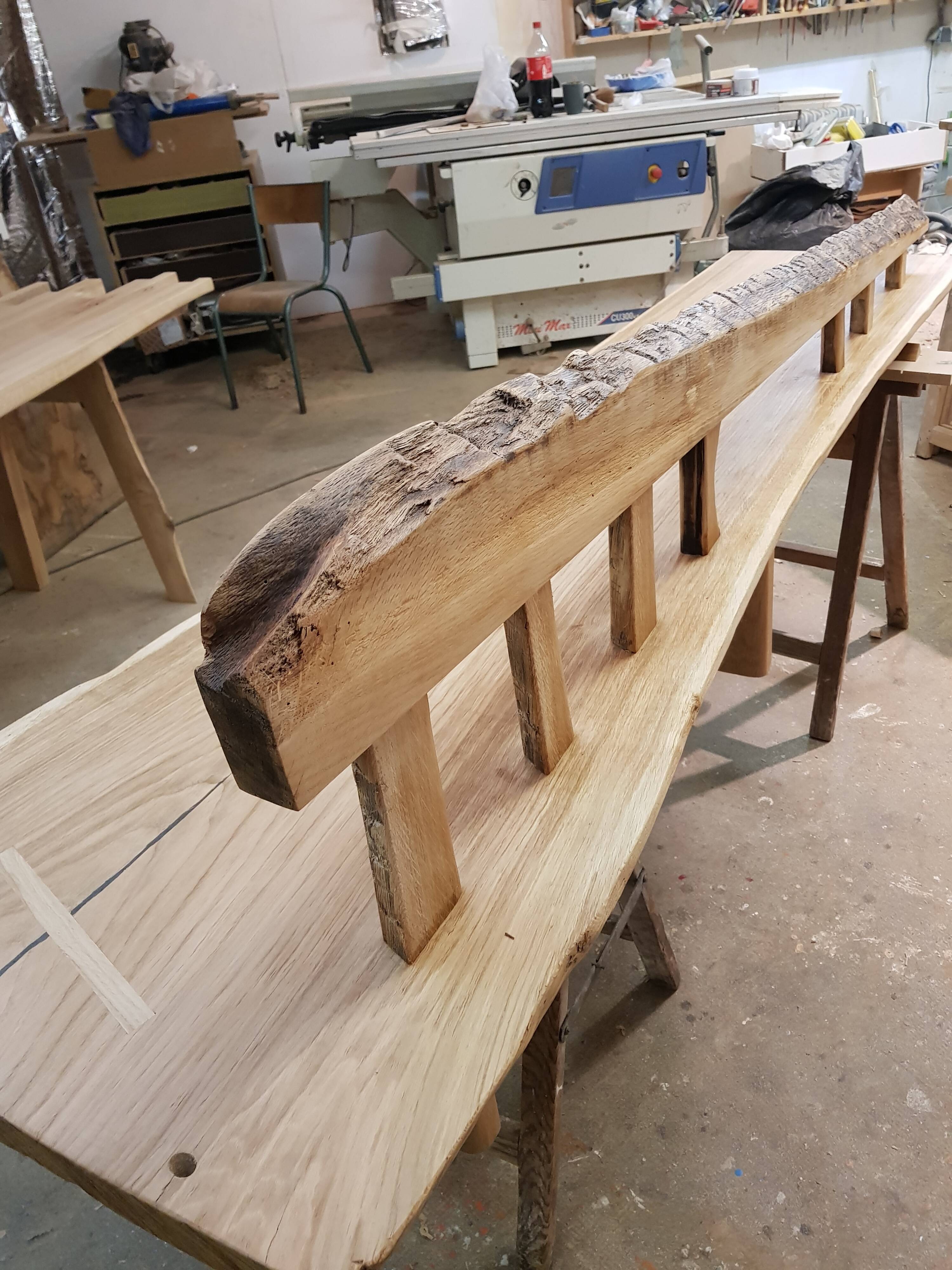 Solid wood bench