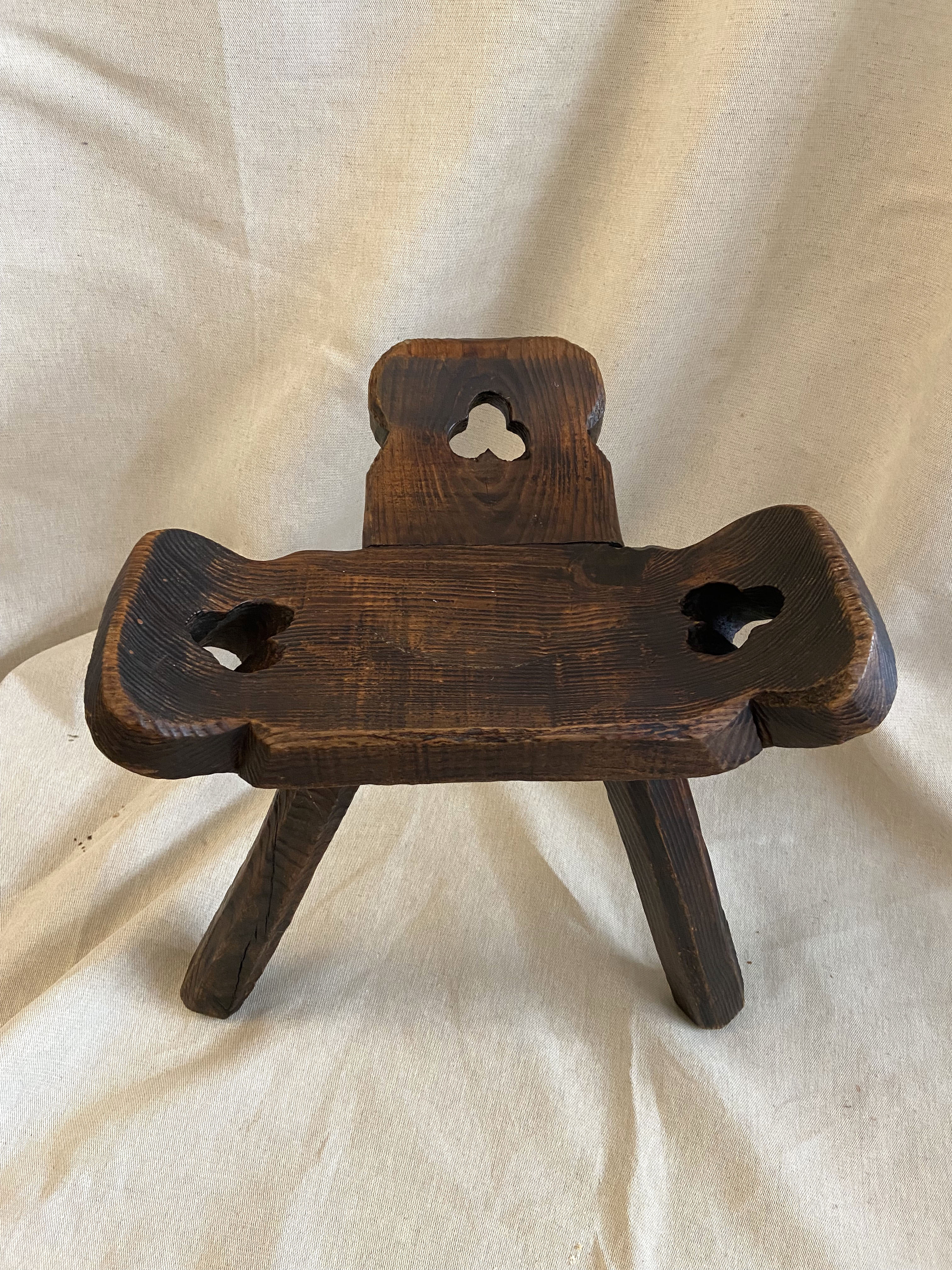 Tripod stool folk art