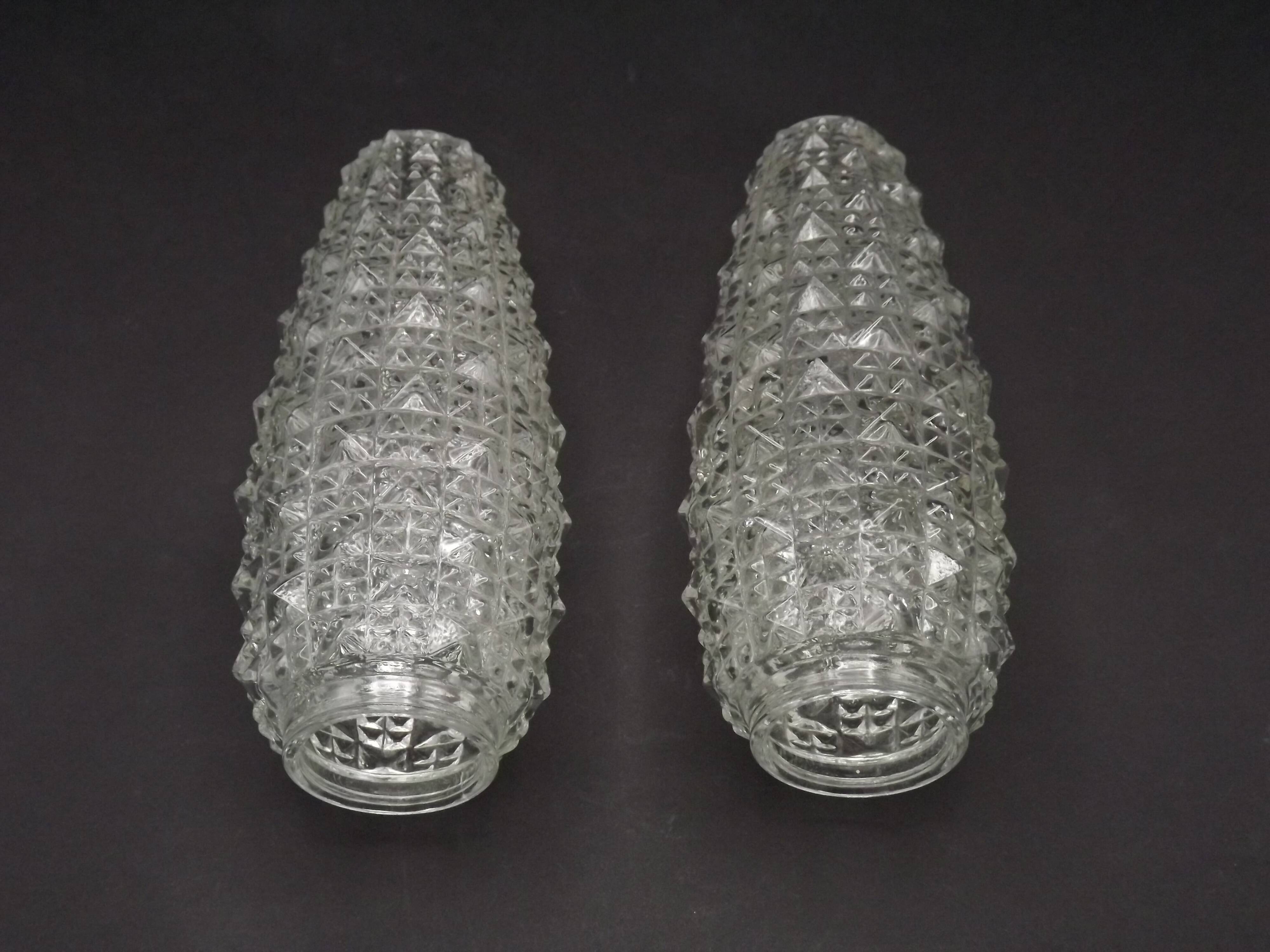 Pair of Vintage Cut Glass Retro Replacement Shades for Chandeliers/Wall Lights