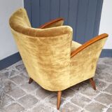 Armchair gold vintage 50-60s velvet