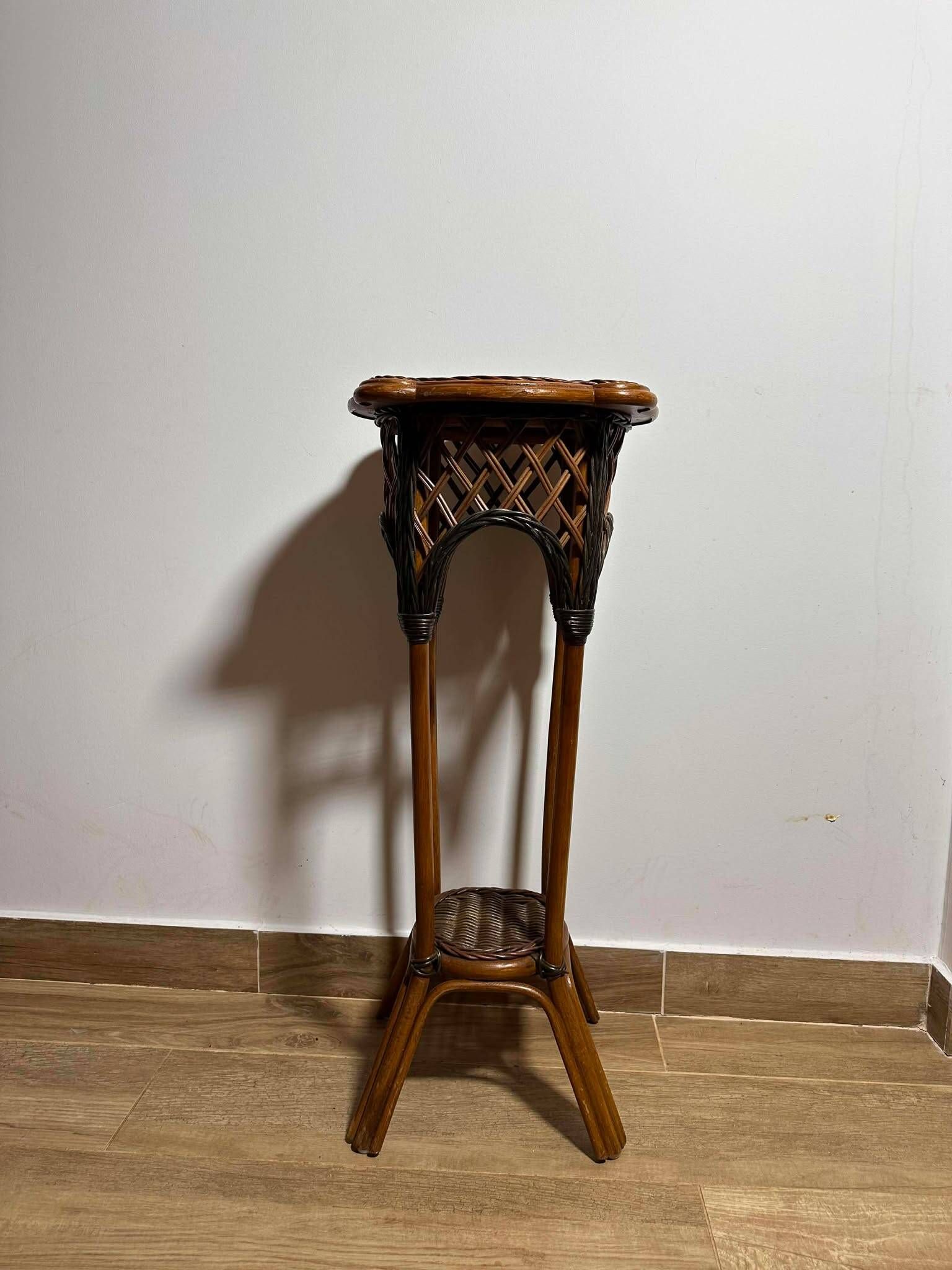 Rattan Plant Stand Cane Vintage Old Flower Vase Pot Garden Bamboo