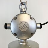 Vintage aluminium industrial lamp with milk glass, 1970s