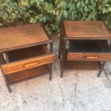 Paire de chevets en rotin