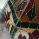 Vintage pendant light with multicoloured stained glass.