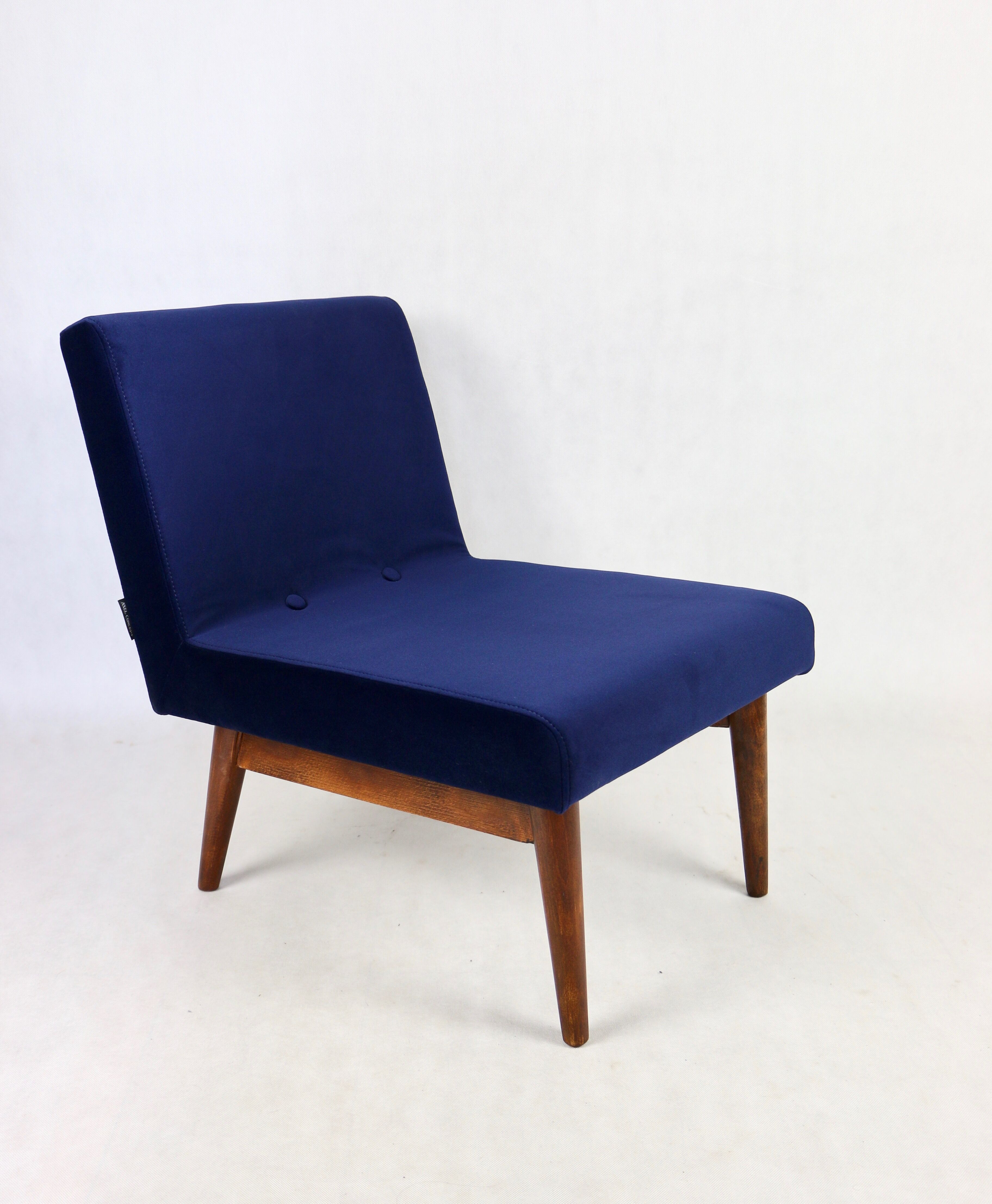 Dark blue velvet lounge chair, 1970s