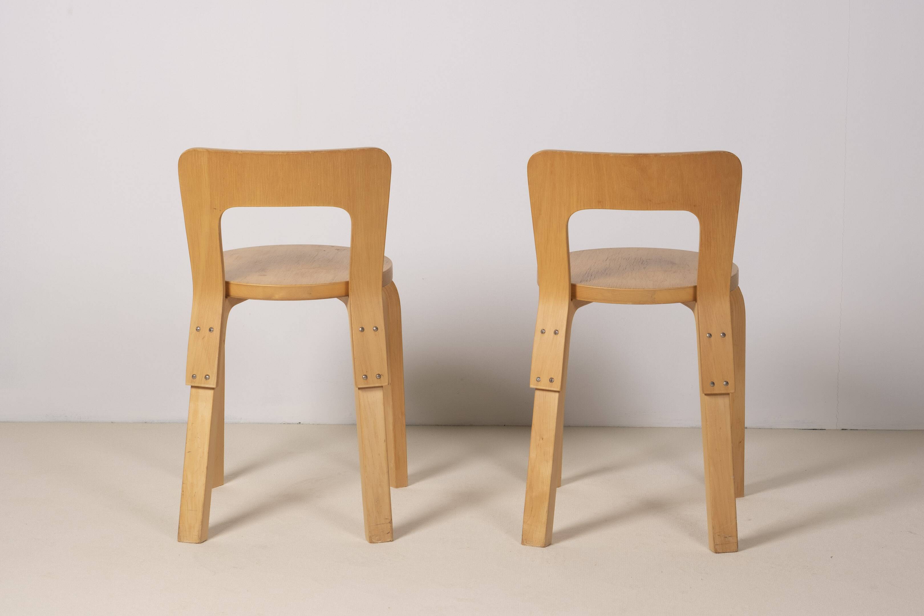 2x Alvar Aalto Chair Model 65, 1970s Artek
