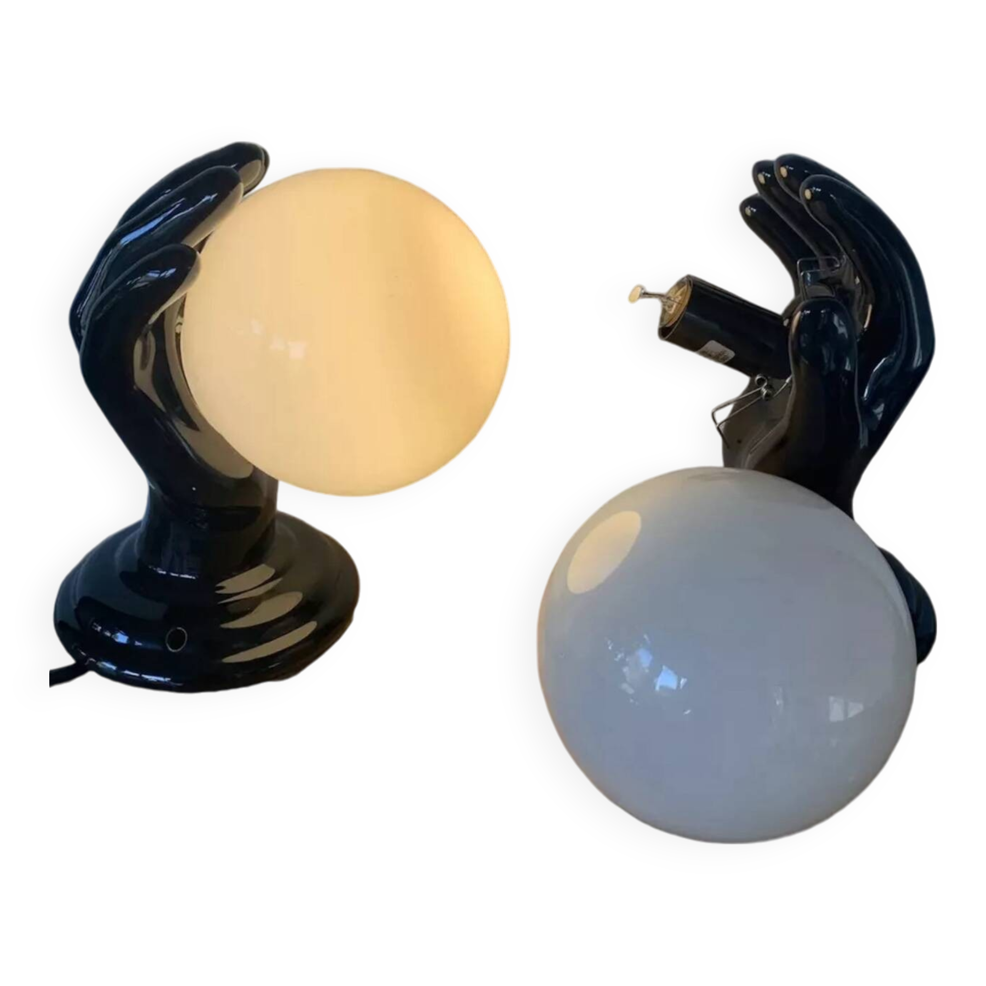 Pair of Ceramic Wall Lights or Lamps in the Shape of a Hand