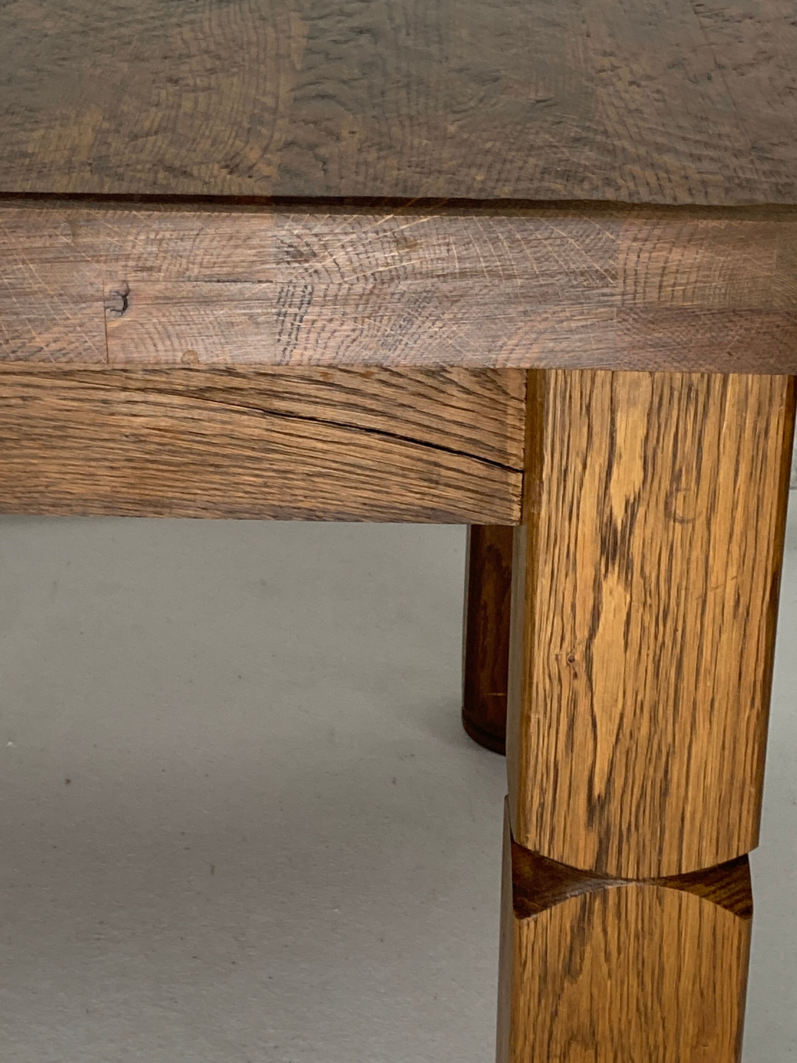 Brutalist square oak side or coffee table, Dutch 1960s
