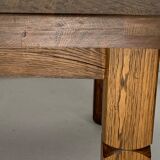 Brutalist square oak side or coffee table, Dutch 1960s
