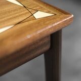 Table Basse Vintage Mid-Century en Acajou, Danemark, avec Motif Peint à la Main par Ole Wanscher