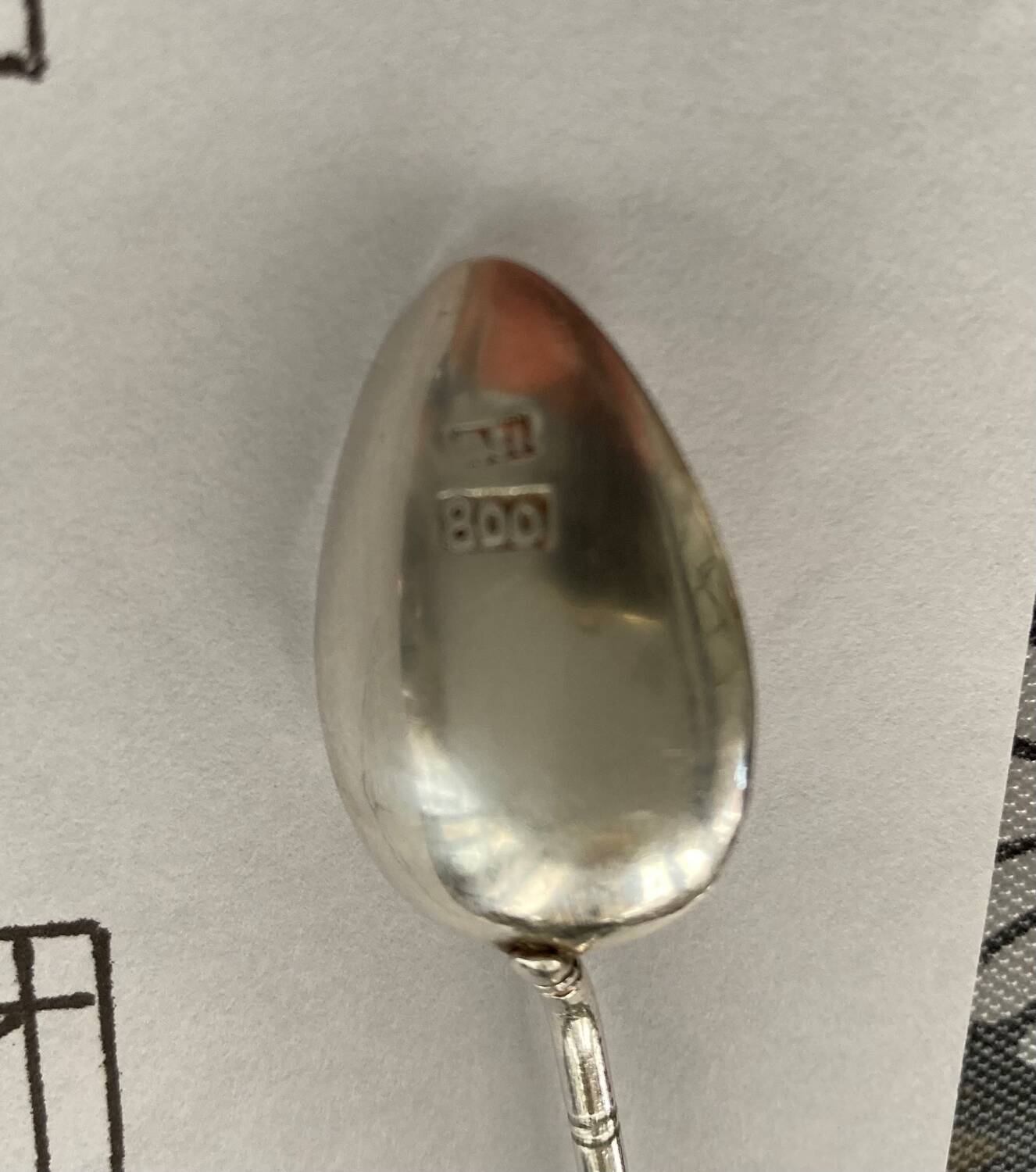 Box of 6 antique silver and jade spoons