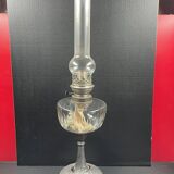 Old kerosene lamp Cut crystal and Art Nouveau patinated spelter foot 57 cm