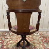 Fauteuil de bureau de bateau en acajou tournant