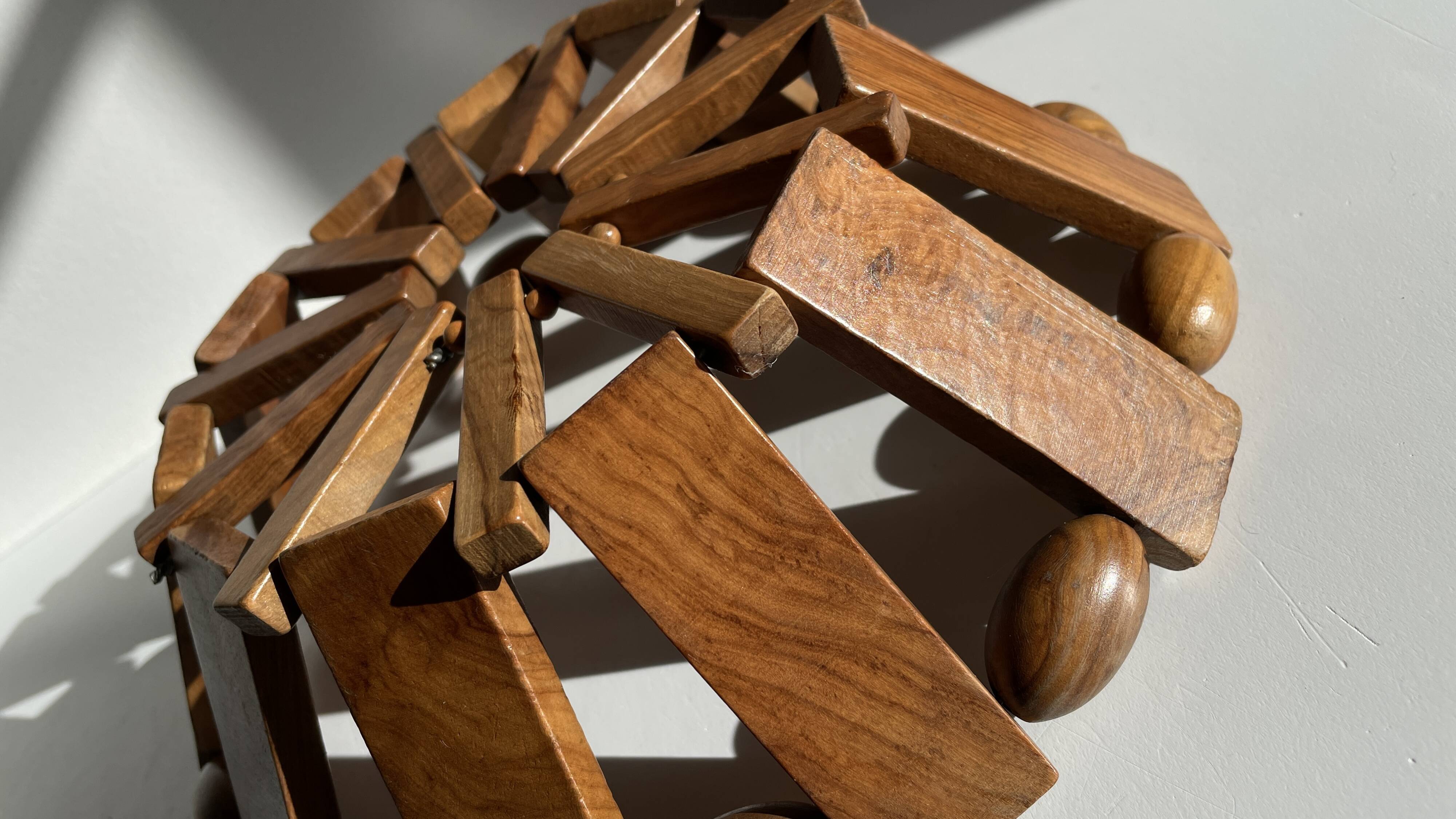 Vintage turned wooden table basket