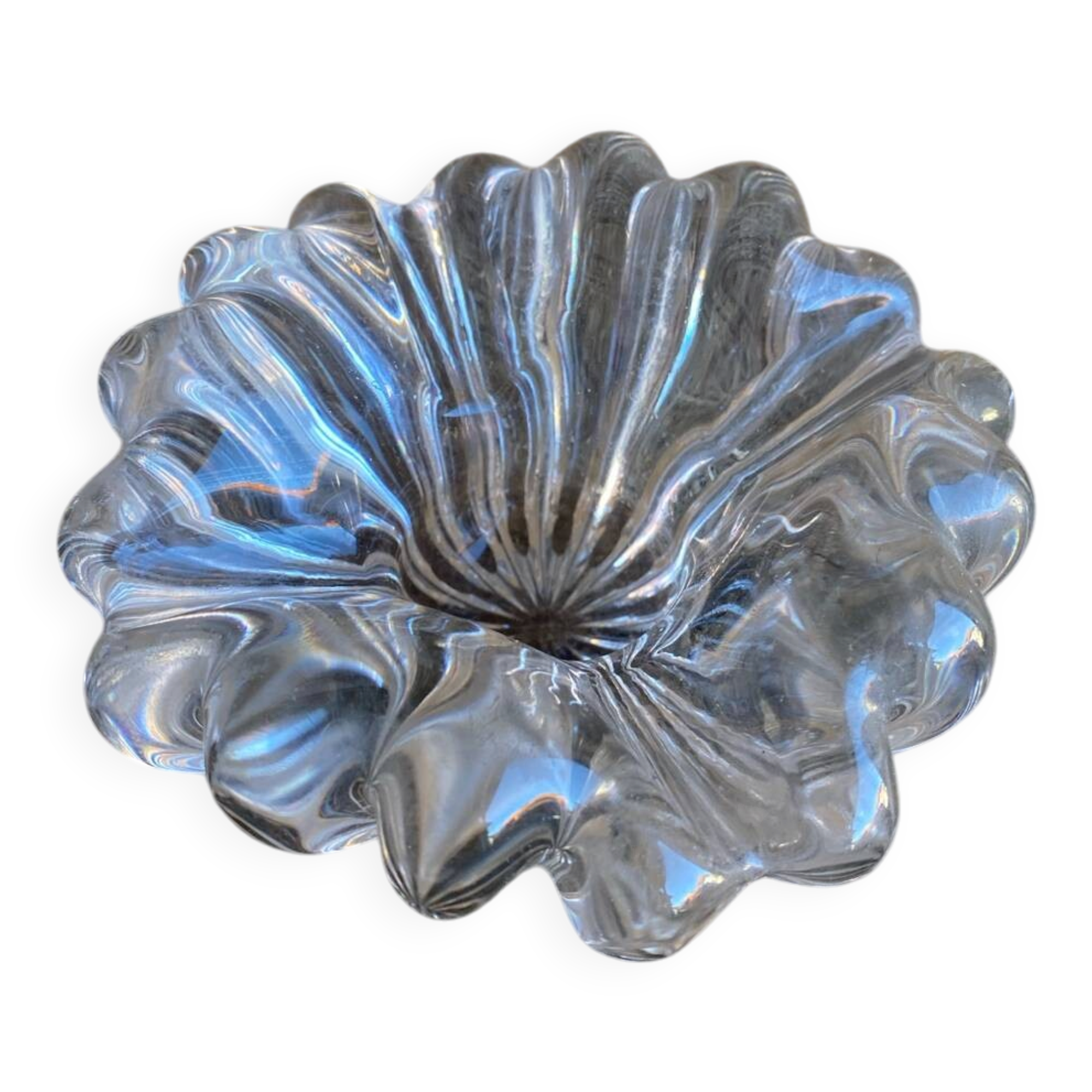 Vintage twisted crystal ashtray in the style of daum #d956
