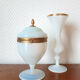 Bonbonnière and vase in opaline Charles X gilded metal
