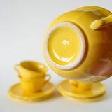 Set of 5 Badonviller lemon yellow cups and saucers, 1960
