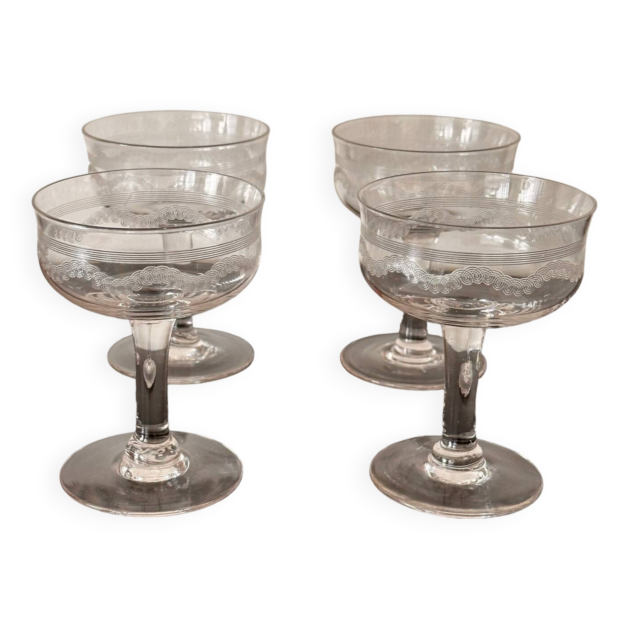 4 Art Deco champagne glasses