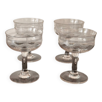4 Art Deco champagne glasses